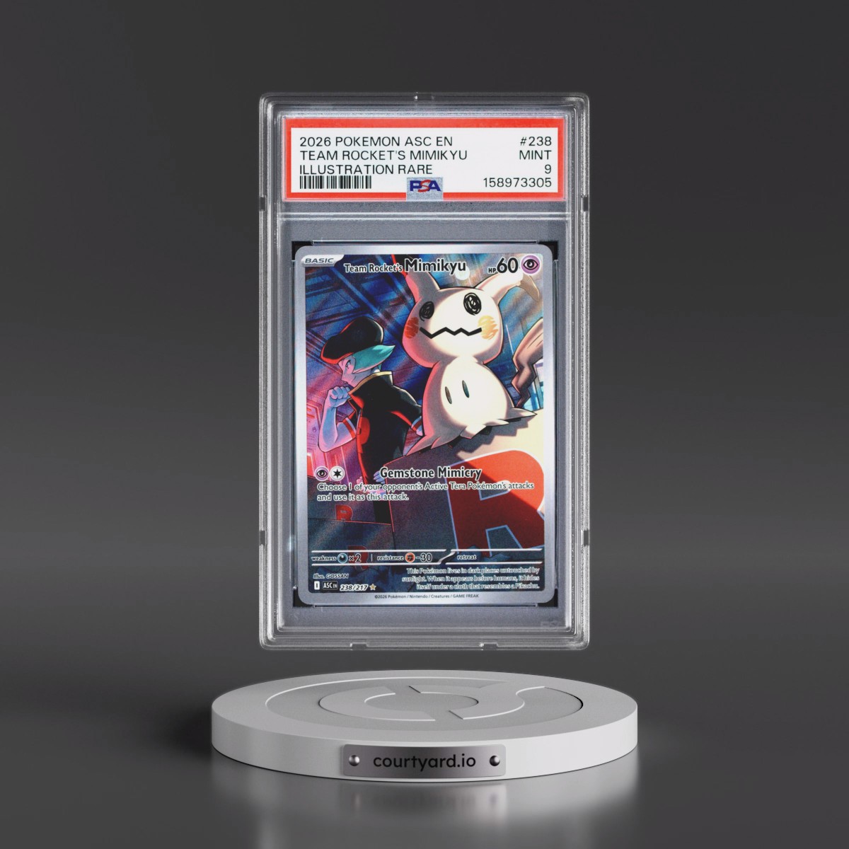 2026 Pokémon Asc EN-Ascended Heroes #238 Team Rocket's Mimikyu - Illustration Rare (PSA 9 MINT)