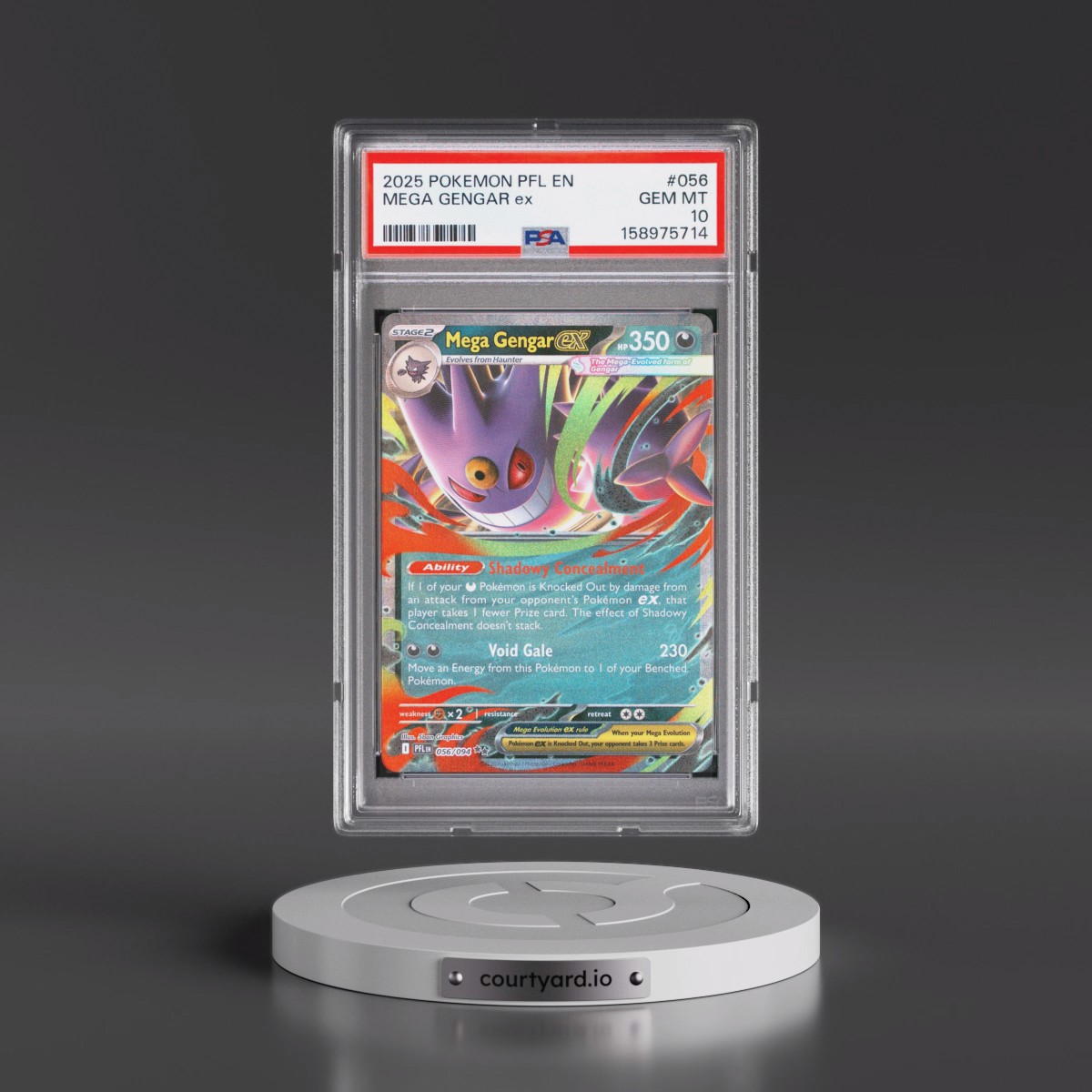 2025 Pokémon Pfl EN-Phantasmal Flames #056 Mega Gengar EX - Holo (PSA 10 GEM MINT)