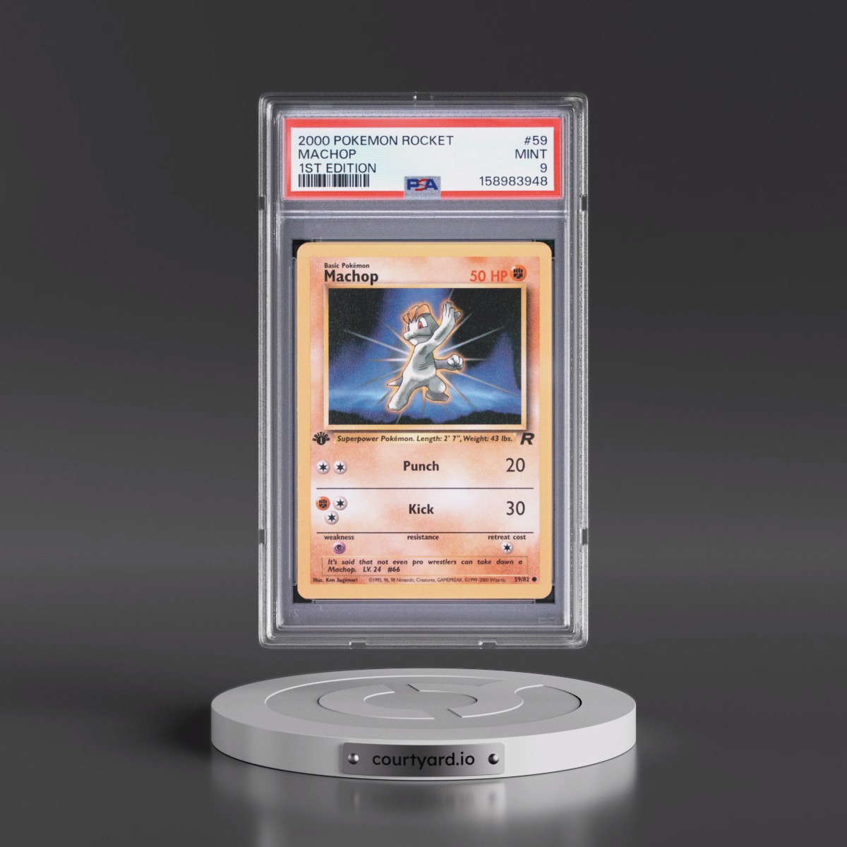 2000 Pokémon Rocket #59 Machop - 1st Edition (PSA 9 MINT)