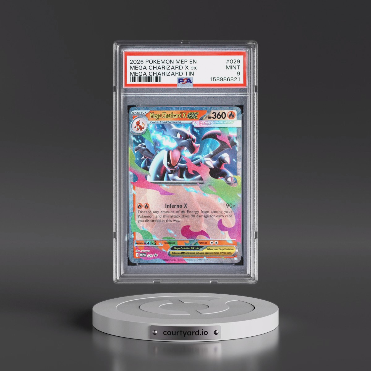 2026 Pokémon Mep EN-Me Black Star Promo #029 Mega Charizard X EX - Holo Mega Charizard Tin (PSA 9 MINT)