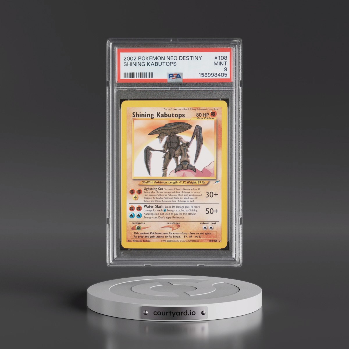 2002 Pokémon Neo Destiny #108 Shining Kabutops - Holo (PSA 9 MINT)
