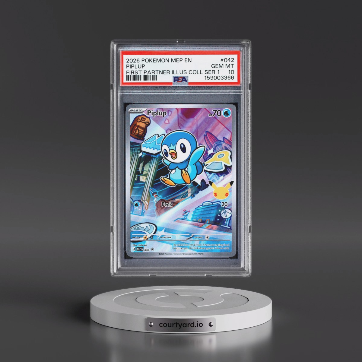 2026 Pokémon Mep EN-Me Black Star Promo #042 Piplup - First Partner Illustration Collection Series 1 (PSA 10 GEM MINT)