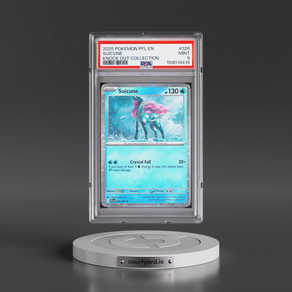 2025 Pokémon Pfl EN-Phantasmal Flames #026 Suicune - Knock Out Collection (PSA 9 MINT)