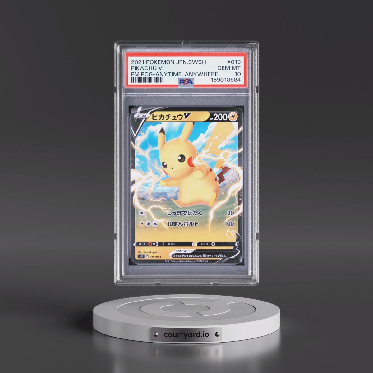 2021 Pokémon Sword & Shield Family Pokémon Card Game #019 Pikachu V - Holo Anytime, Anywhere (PSA 10 GEM MINT)
