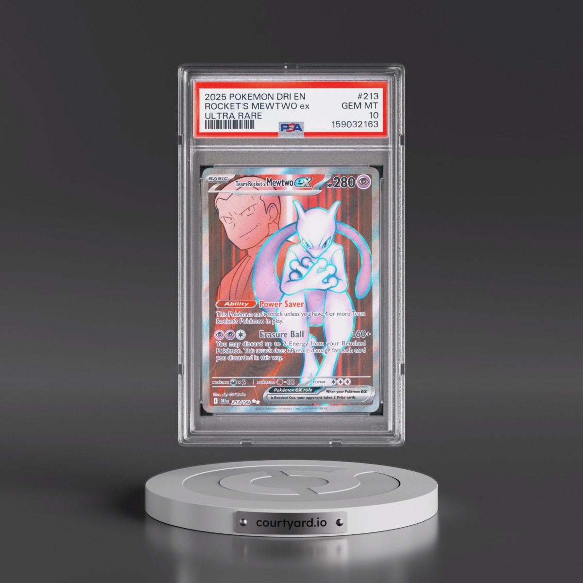 2025 Pokémon Dri EN-Destined Rivals #213 Team Rocket's Mewtwo EX - Holo Ultra Rare (PSA 10 GEM MINT)