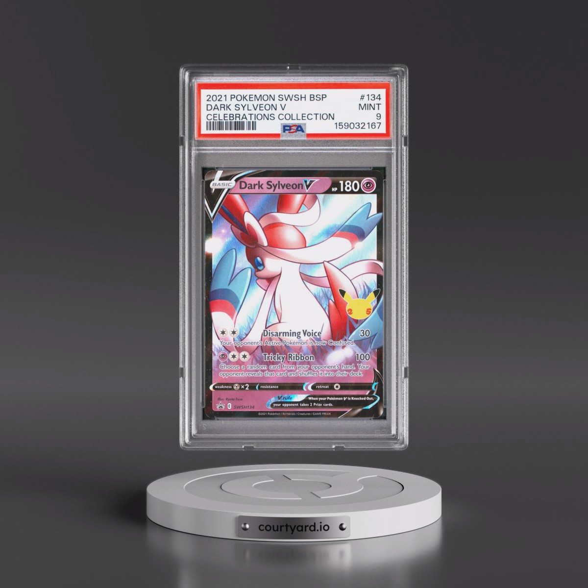 2021 Pokémon Swsh Black Star Promo #134 Dark Sylveon V - Holo Celebrations Collection (PSA 9 MINT)