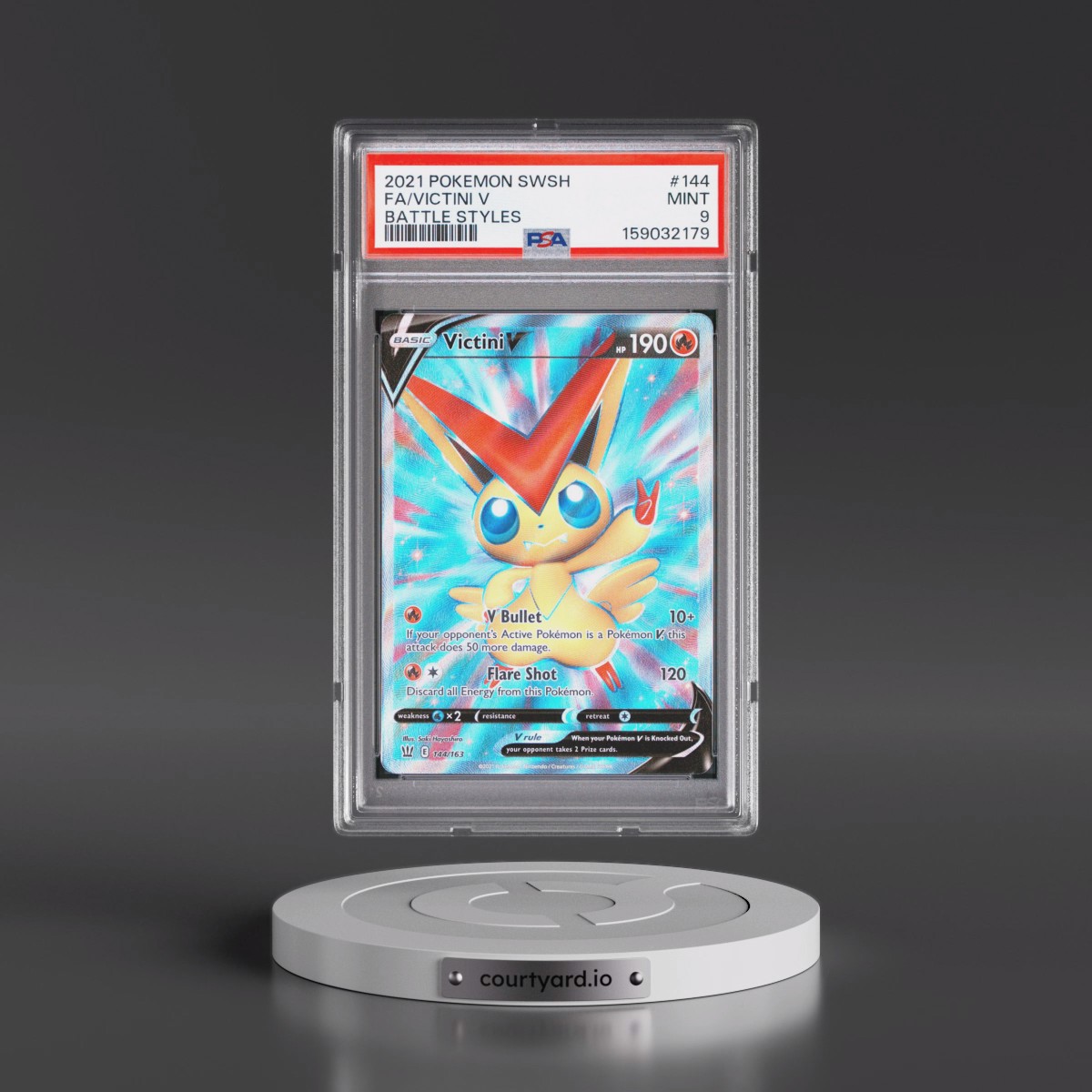 2021 Pokémon Sword & Shield Battle Styles #144 Victini V - Holo Full Art (PSA 9 MINT)