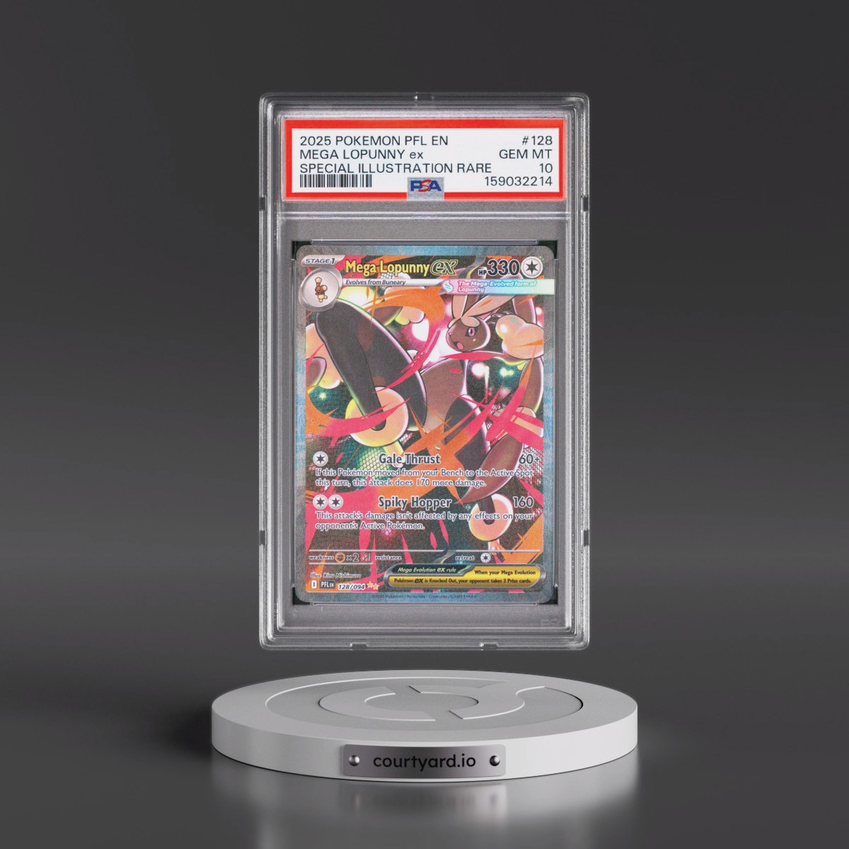 2025 Pokémon Pfl EN-Phantasmal Flames #128 Mega Lopunny EX - Holo Special Illustration Rare (PSA 10 GEM MINT)