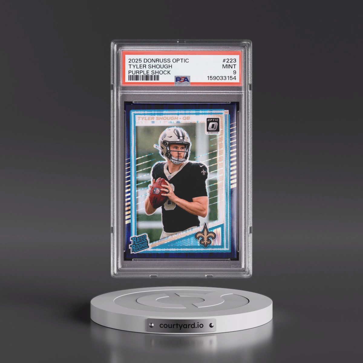 2025 Panini Donruss Optic #223 Tyler Shough - Purple Shock (PSA 9 MINT)
