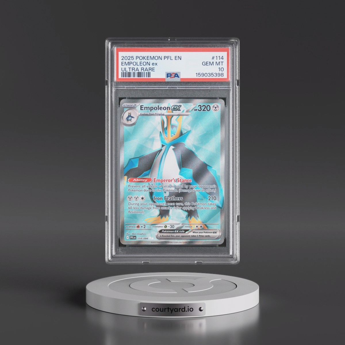 2025 Pokémon Pfl EN-Phantasmal Flames #114 Empoleon EX - Holo Ultra Rare (PSA 10 GEM MINT)