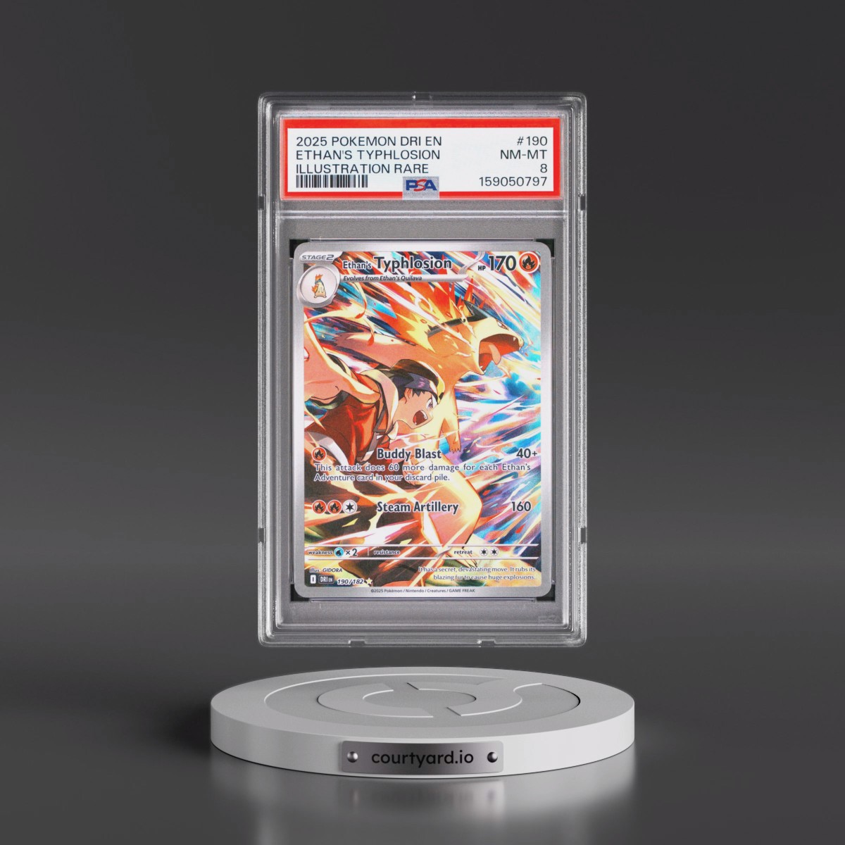 2025 Pokémon Dri EN-Destined Rivals #190 Ethan's Typhlosion - Illustration Rare (PSA 8 NM-MT)
