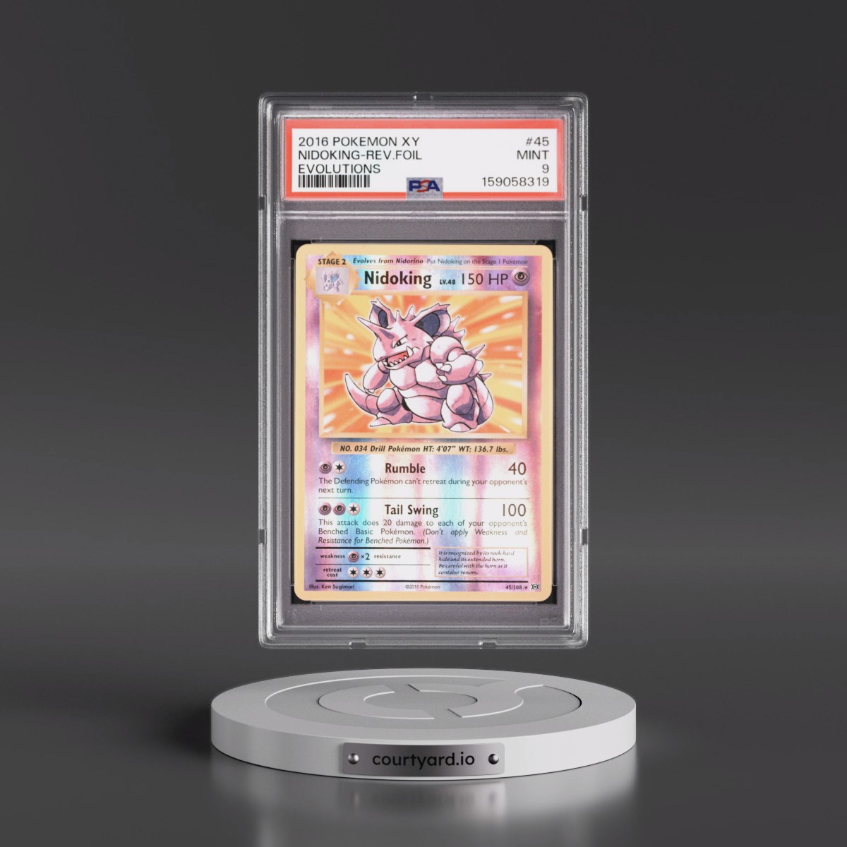 2016 Pokémon XY Evolutions #45 Nidoking - Reverse Foil (PSA 9 MINT)