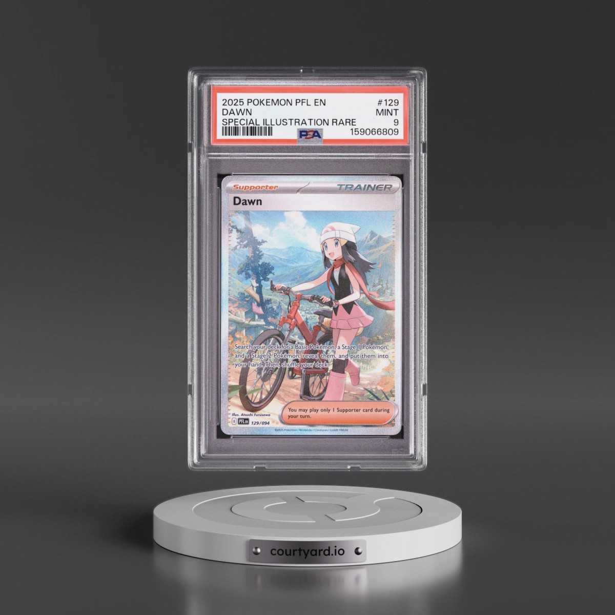 2025 Pokémon Pfl EN-Phantasmal Flames #129 Dawn - Special Illustration Rare (PSA 9 MINT)