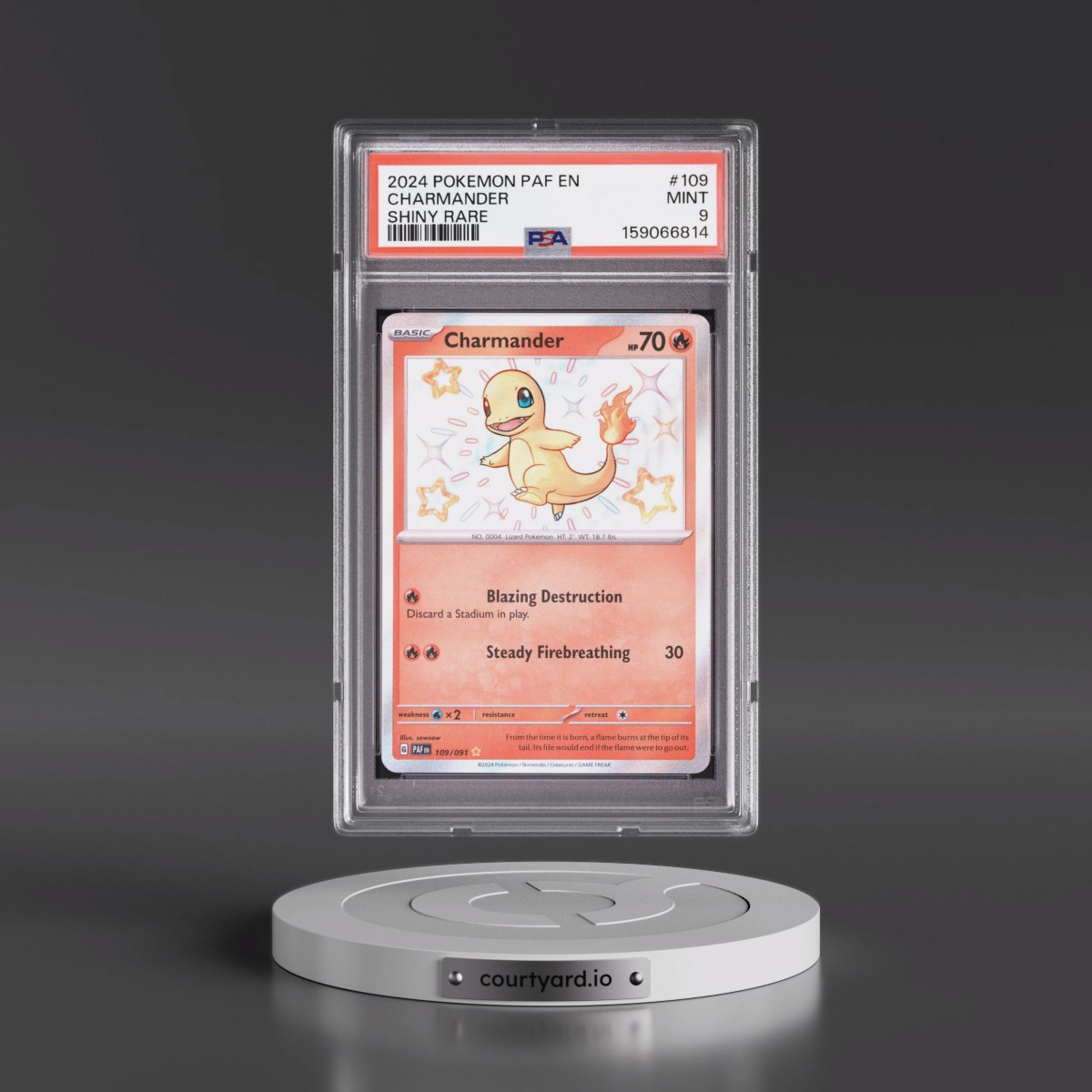 2024 Pokémon Paf EN-Paldean Fates #109 Charmander - Shiny Rare (PSA 9 MINT)