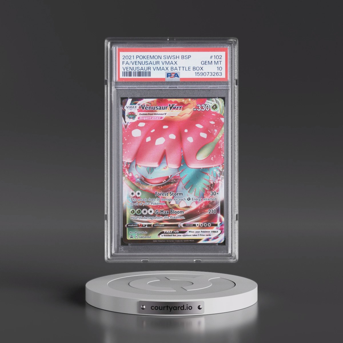 2021 Pokémon Swsh Black Star Promo #102 Venusaur Vmax - Full Art Venusaur Vmax Battle Box (PSA 10 GEM MINT)