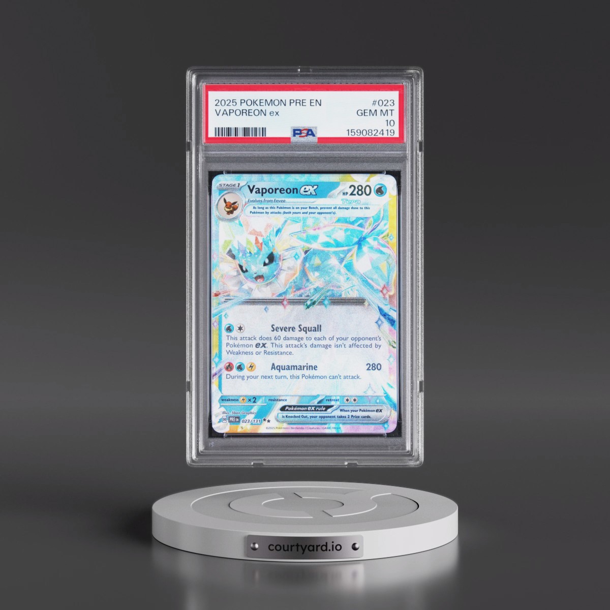 2025 Pokémon Pre EN-Prismatic Evolutions #023 Vaporeon EX - Holo (PSA 10 GEM MINT)