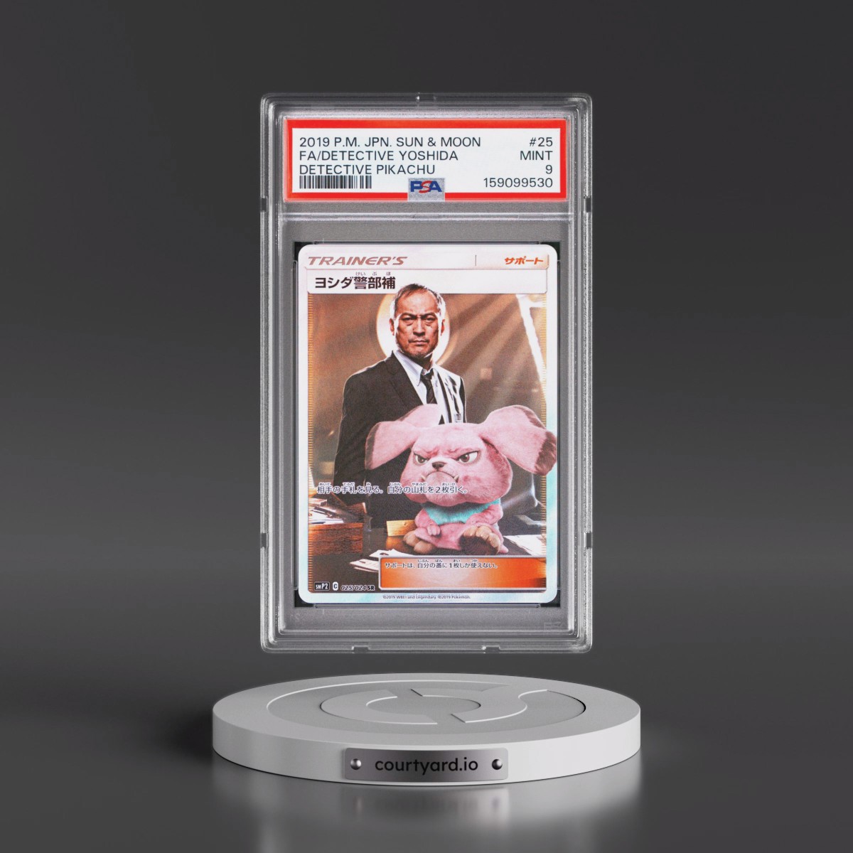 2019 Pokémon Sun & Moon Detective Pikachu #25 Detective Yoshida - Full Art (PSA 9 MINT)