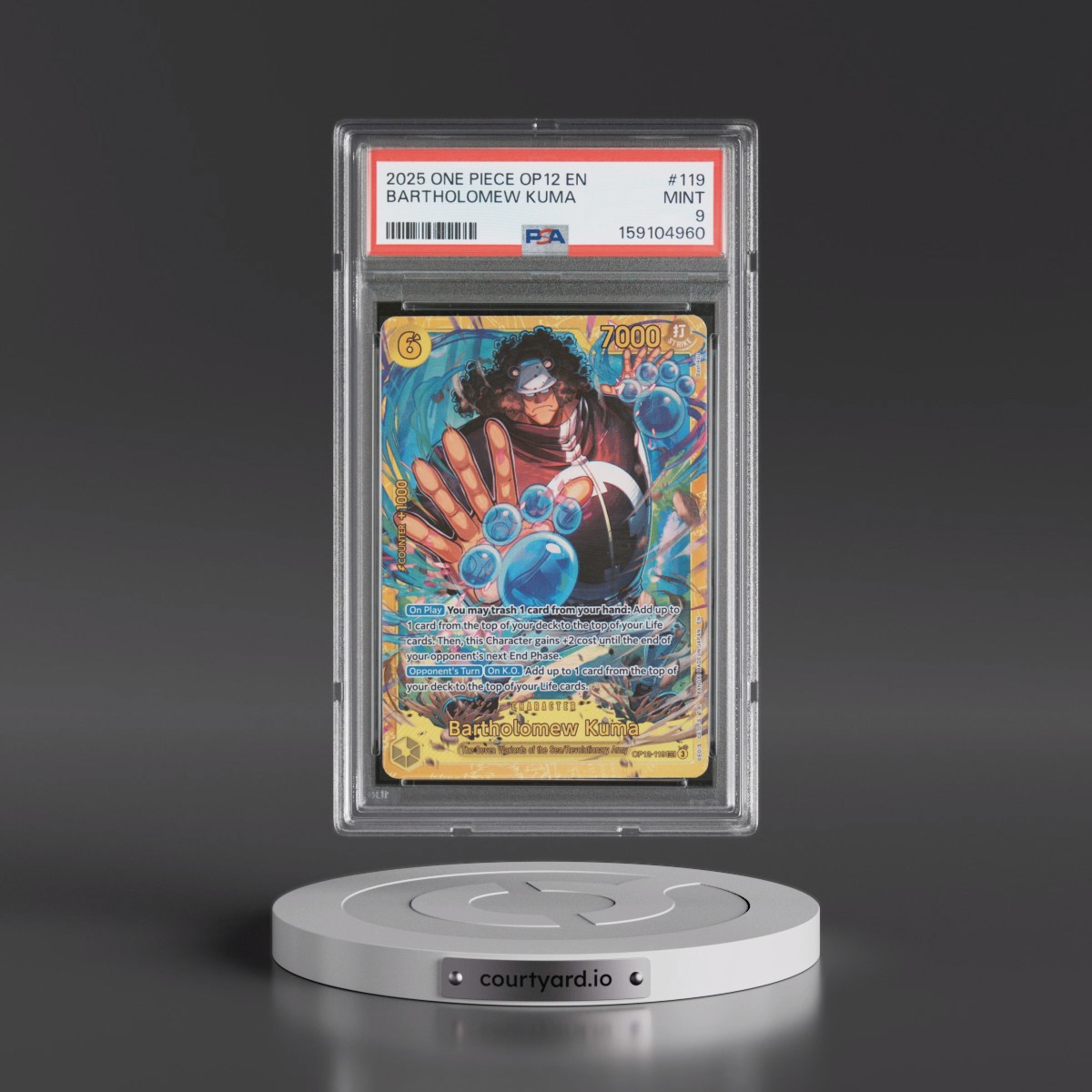 2025 One Piece OP12-Legacy of the Master #119 Bartholomew Kuma (PSA 9 MINT)