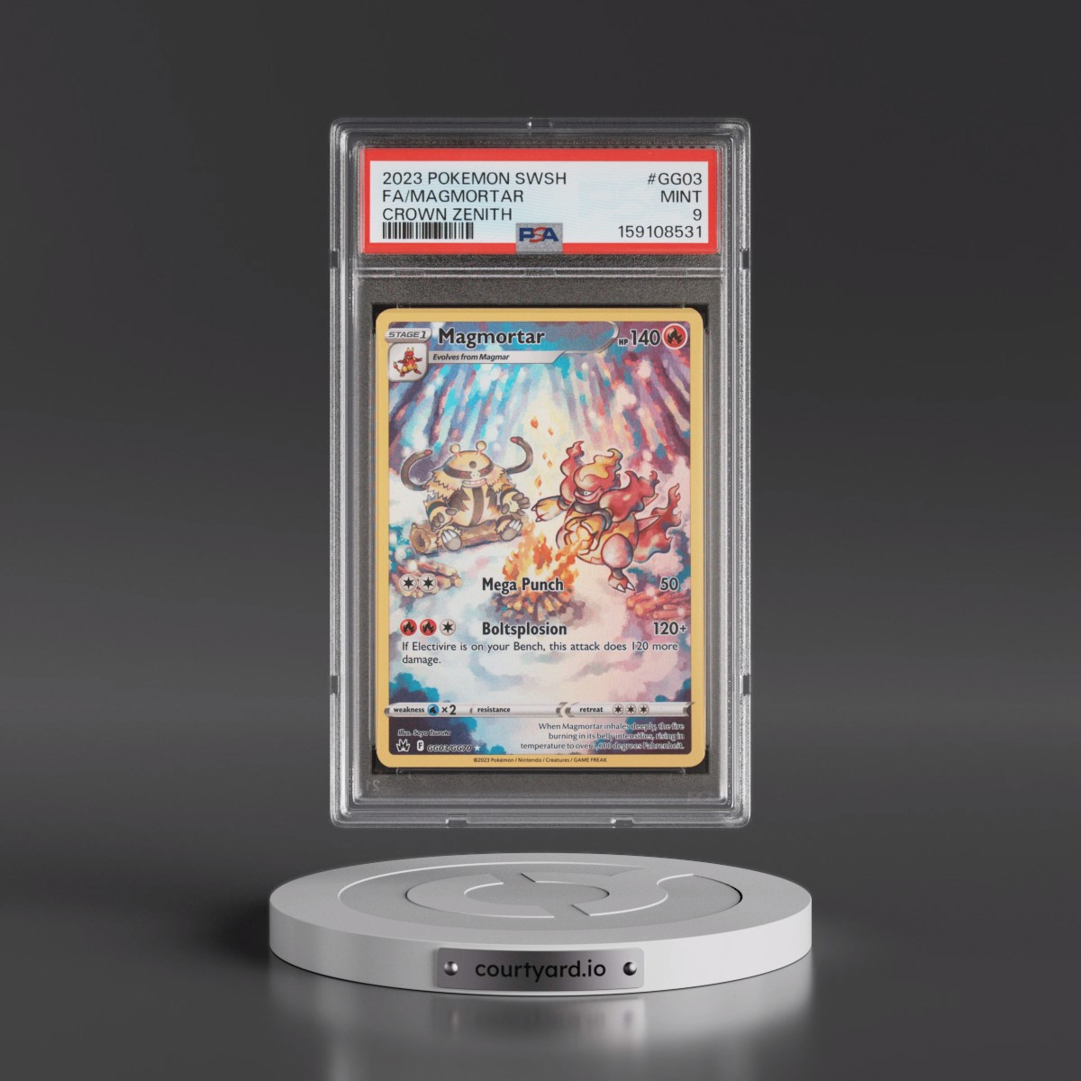 2023 Pokémon Sword and Shield Crown Zenith #GG03 Magmortar - Full Art (PSA 9 MINT)