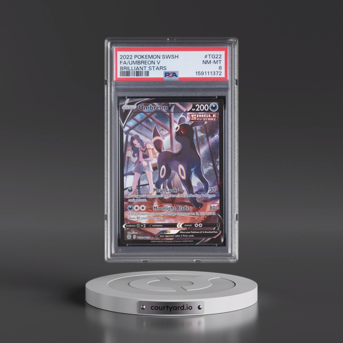 2022 Pokémon Sword & Shield Brilliant Stars #TG22 Umbreon V - Holo Full Art (PSA 8 NM-MT)