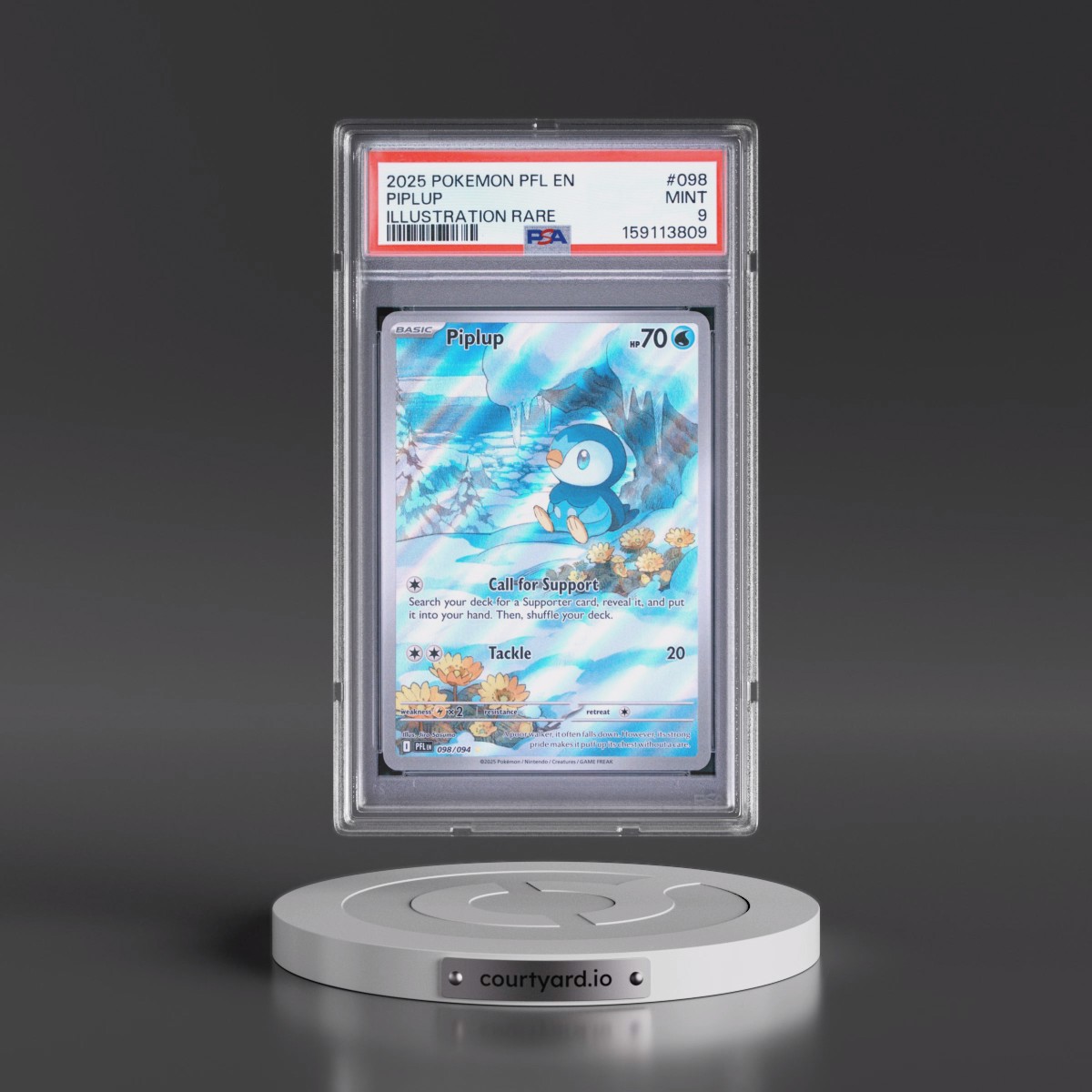 2025 Pokémon Pfl EN-Phantasmal Flames #098 Piplup - Illustration Rare (PSA 9 MINT)