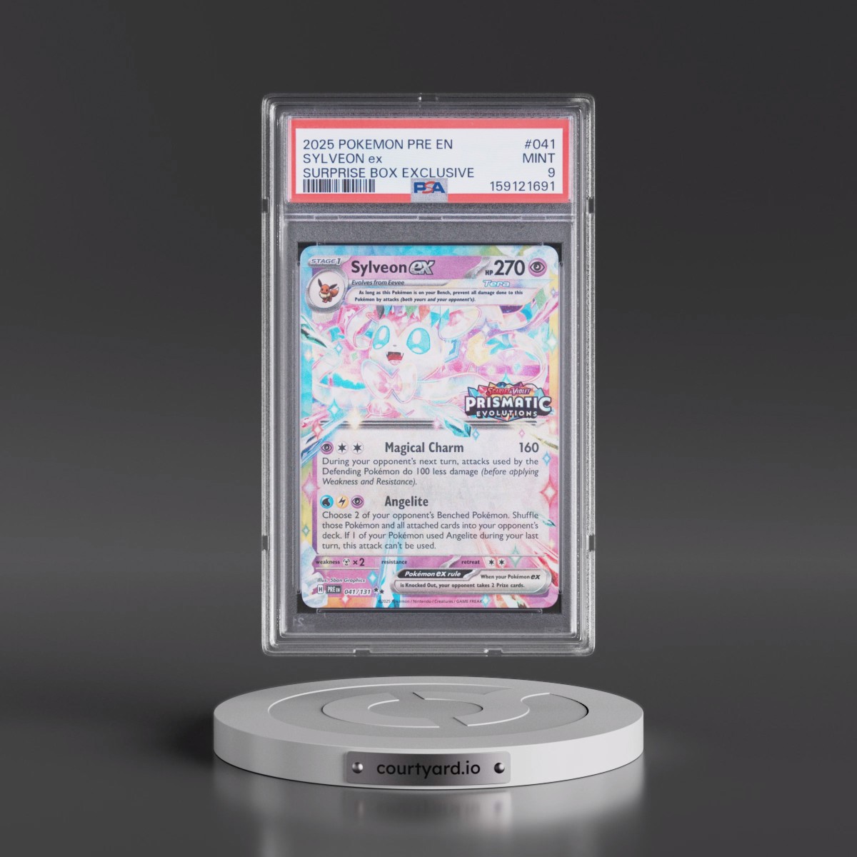 2025 Pokémon Pre EN-Prismatic Evolutions #041 Sylveon EX - Holo Surprise Box Exclusive (PSA 9 MINT)