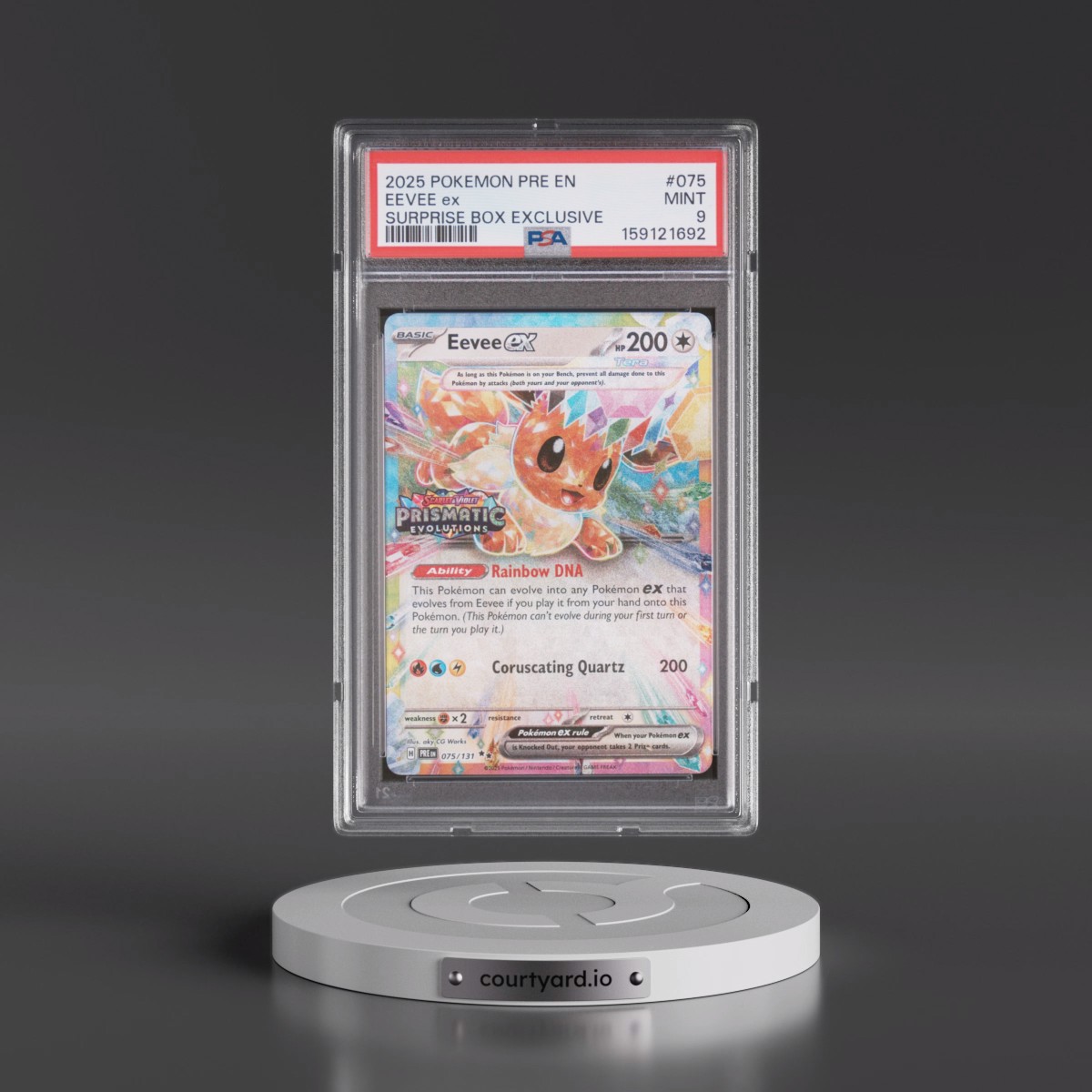 2025 Pokémon Pre EN-Prismatic Evolutions #075 Eevee EX - Holo Surprise Box Exclusive (PSA 9 MINT)