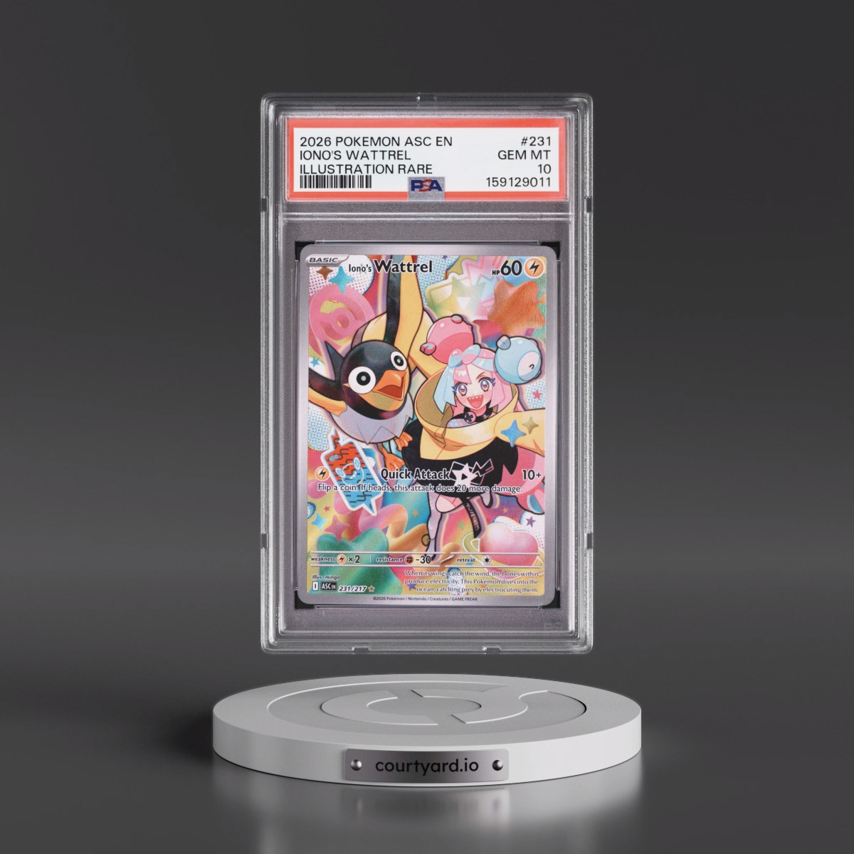 2026 Pokémon Asc EN-Ascended Heroes #231 Iono's Wattrel - Illustration Rare (PSA 10 GEM MINT)