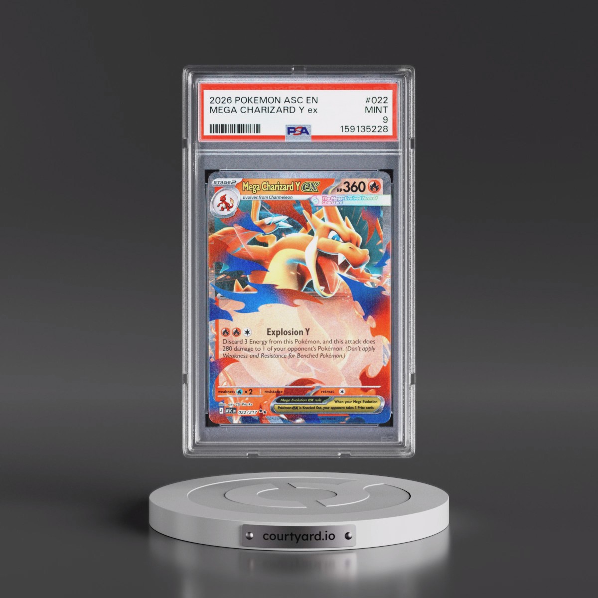 2026 Pokémon Asc EN-Ascended Heroes #022 Mega Charizard Y EX - Holo (PSA 9 MINT)