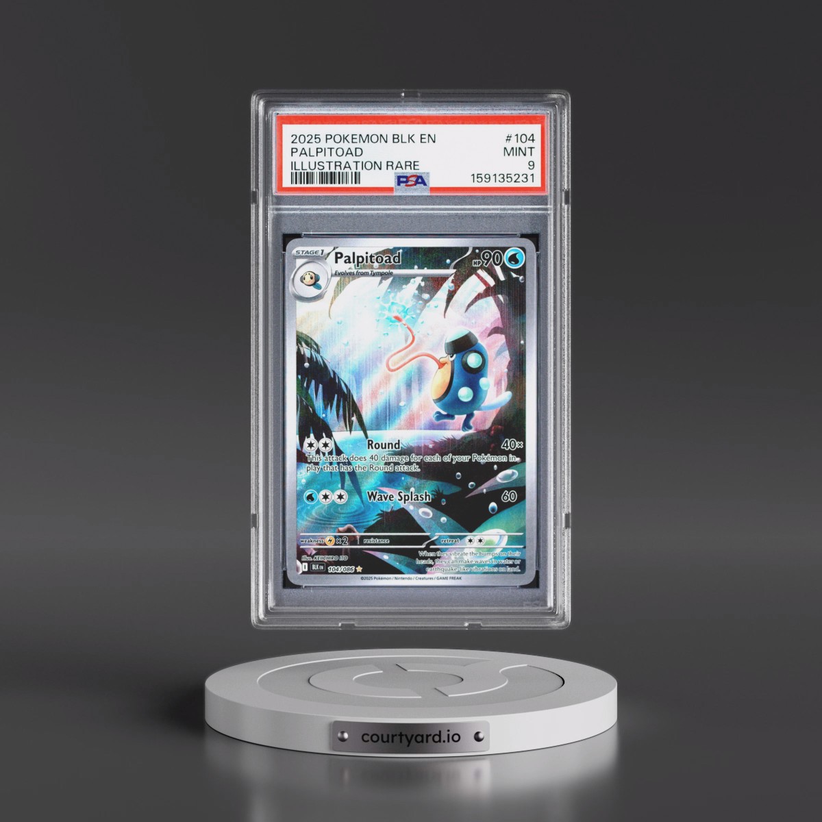 2025 Pokémon Blk EN-Black Bolt #104 Palpitoad - Illustration Rare (PSA 9 MINT)