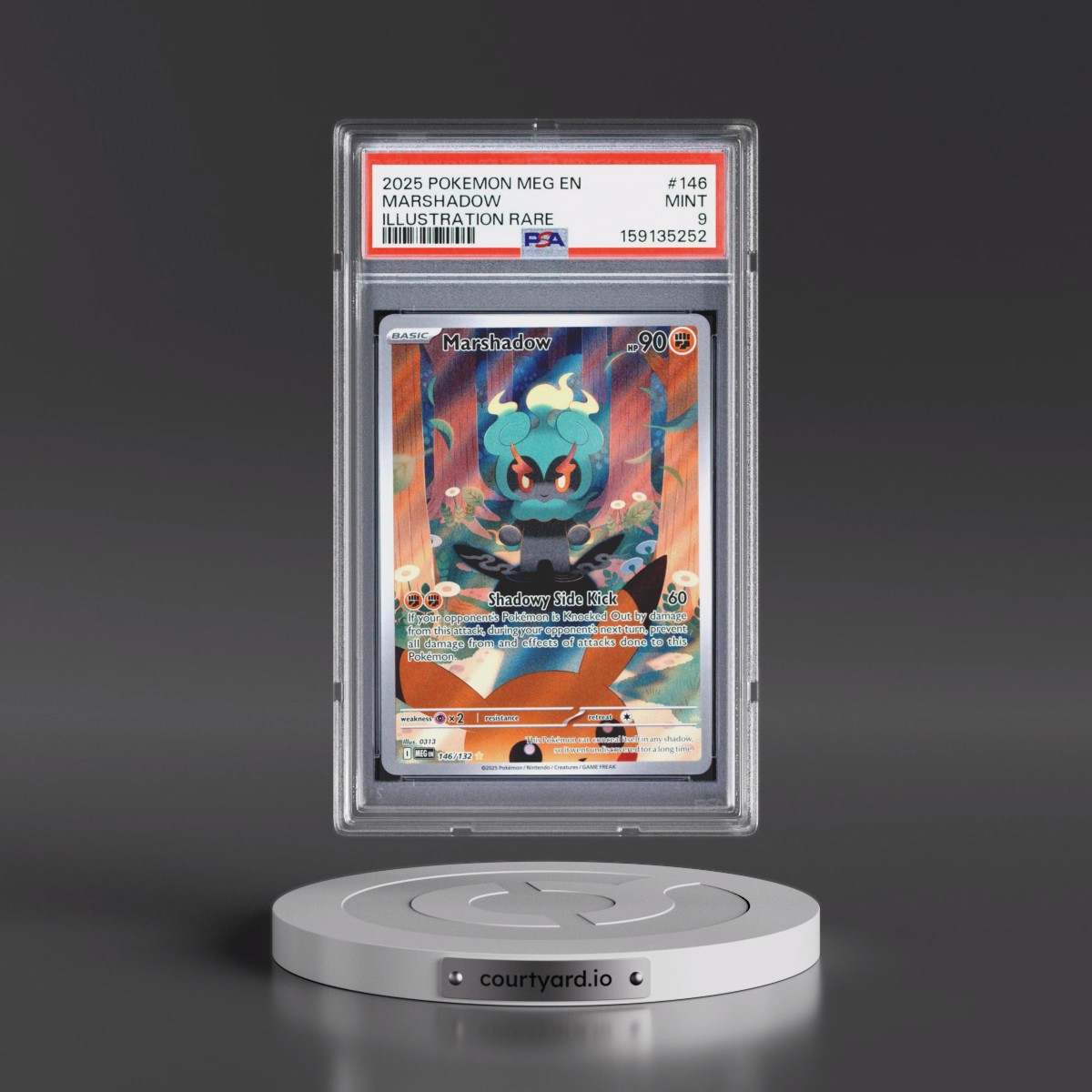 2025 Pokémon Meg EN-Mega Evolution #146 Marshadow - Illustration Rare (PSA 9 MINT)