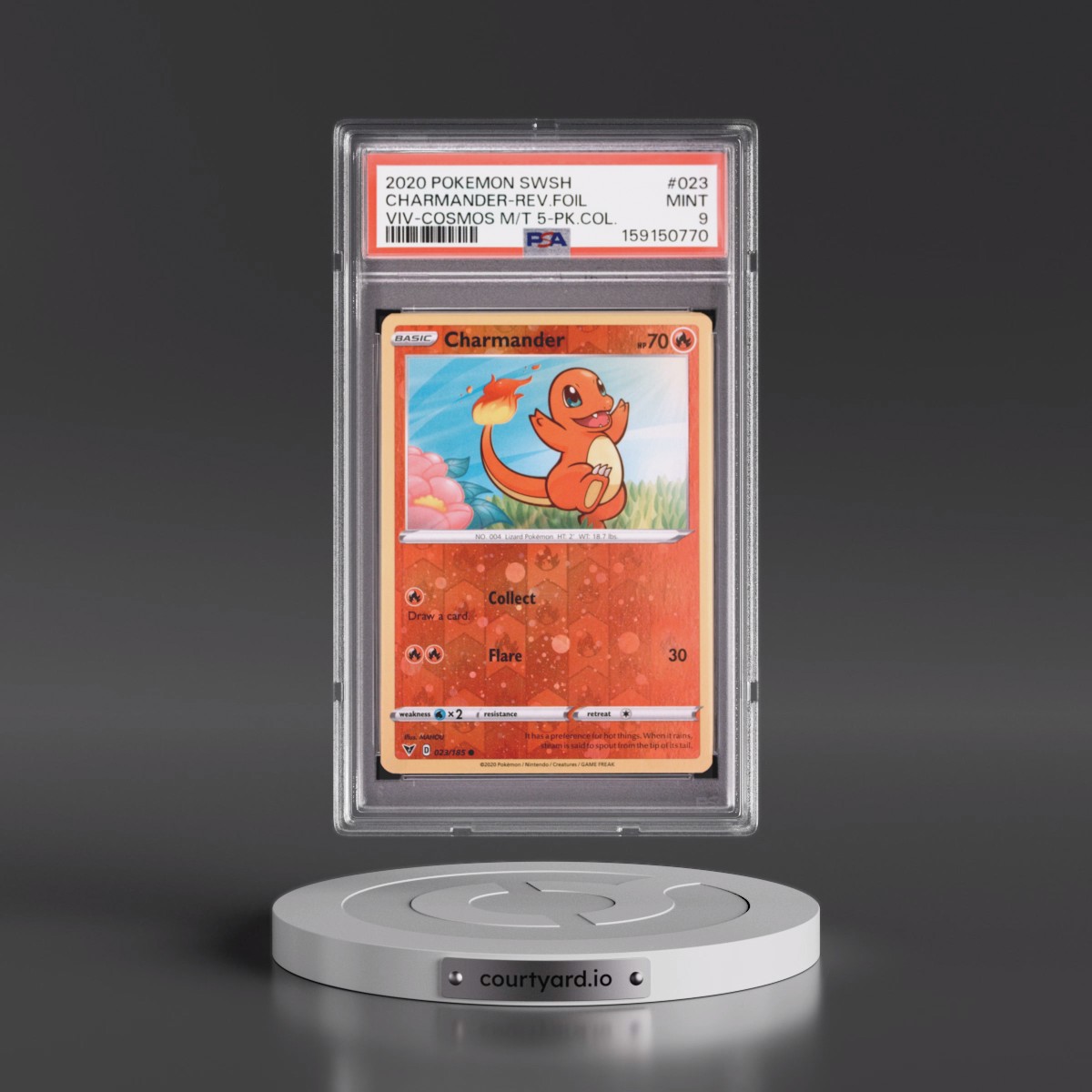 2020 Pokémon Sword & Shield Vivid Voltage #023 Charmander - Reverse Foil Cosmos Mini Tin 5-Pack Collection (PSA 9 MINT)