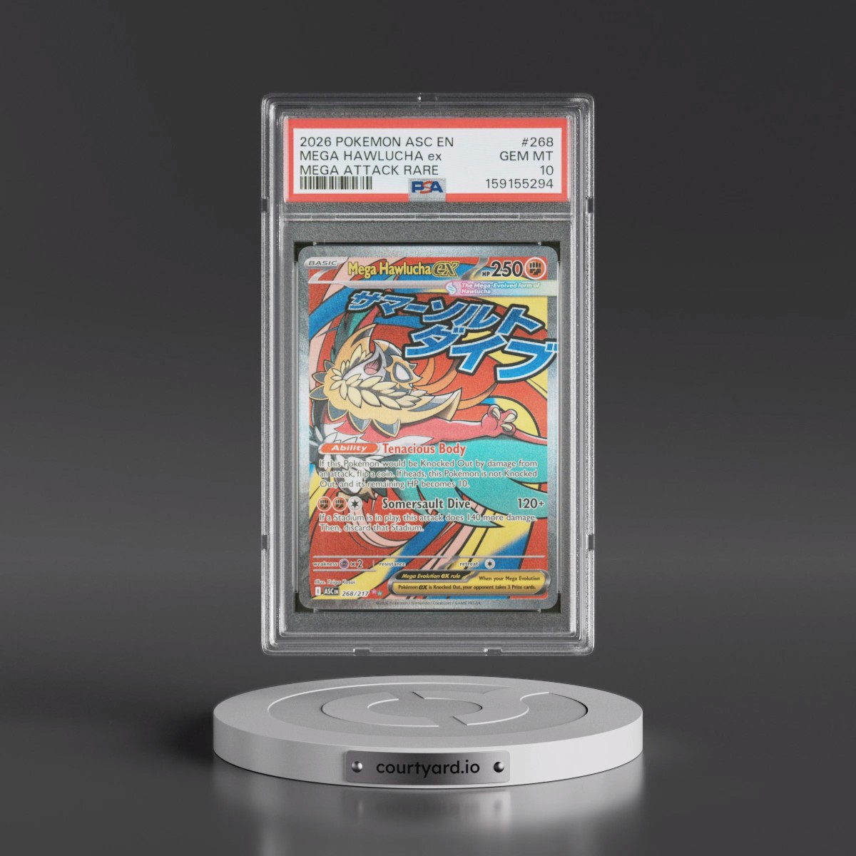 2026 Pokémon Asc EN-Ascended Heroes #268 Mega Hawlucha EX - Holo Mega Attack Rare (PSA 10 GEM MINT)