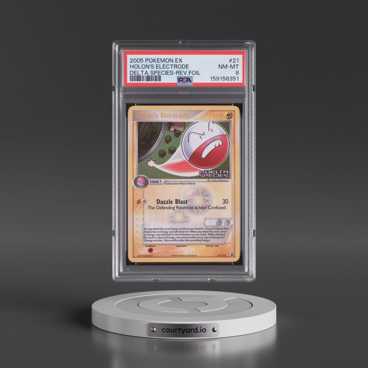 2005 Pokémon EX Delta Species #21 Holon's Electrode - Reverse Foil (PSA 8 NM-MT)