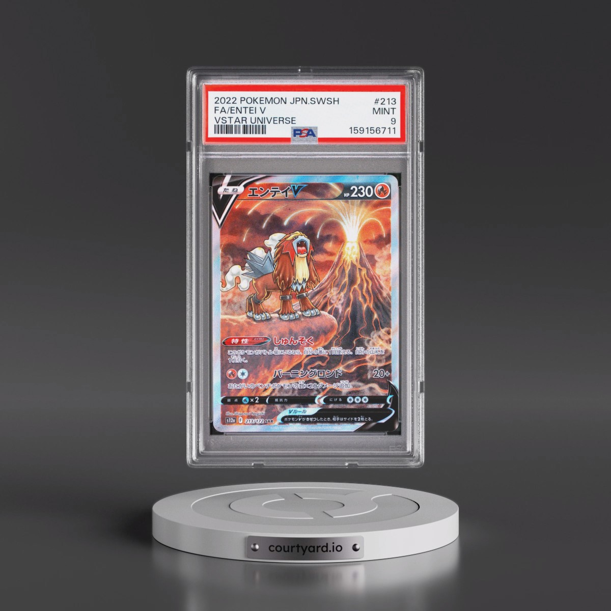 2022 Pokémon Sword & Shield Vstar Universe #213 Entei V - Holo Full Art (PSA 9 MINT)