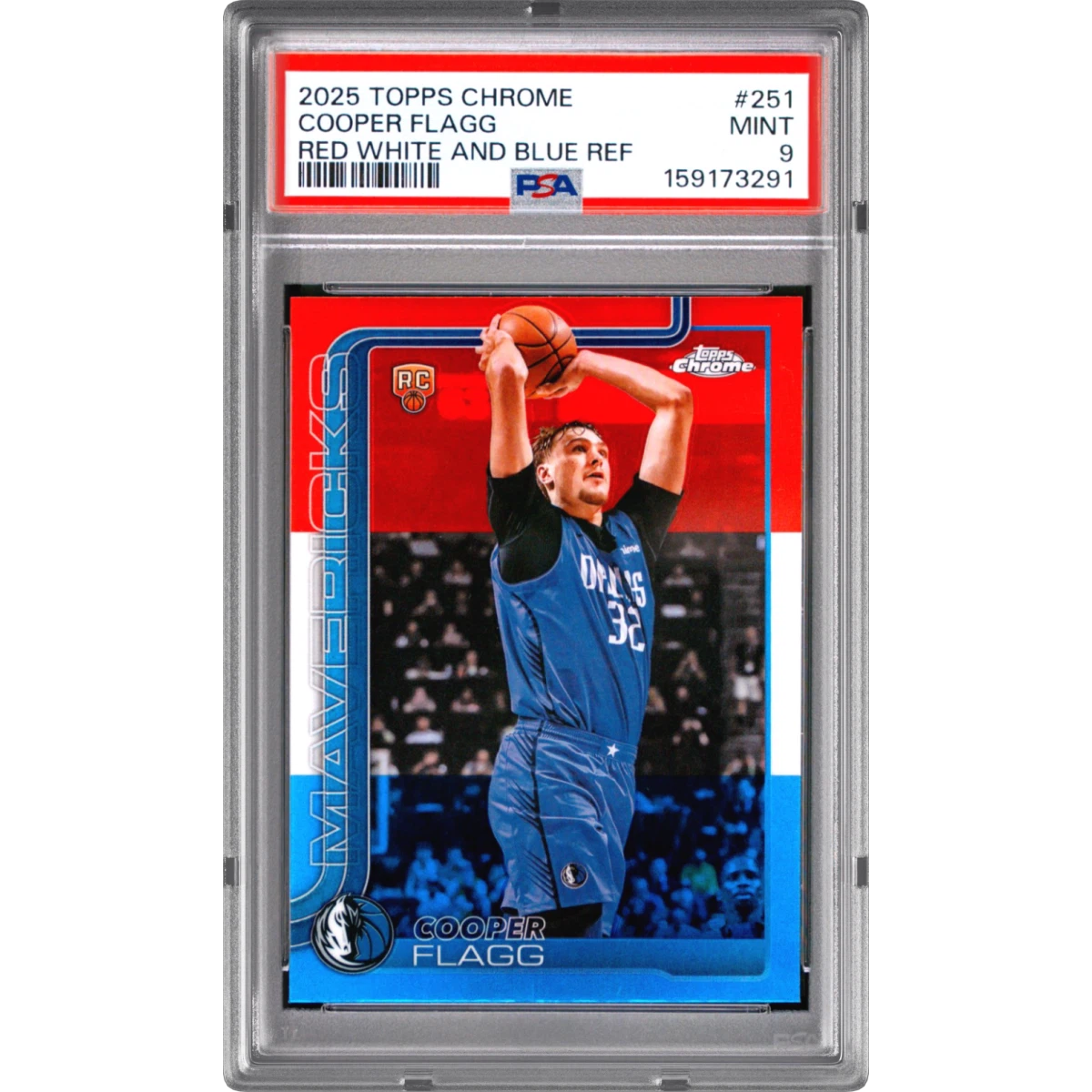 2025 Topps Chrome #251 Cooper Flagg - Red White and Blue Refractor (PSA 9 MINT)