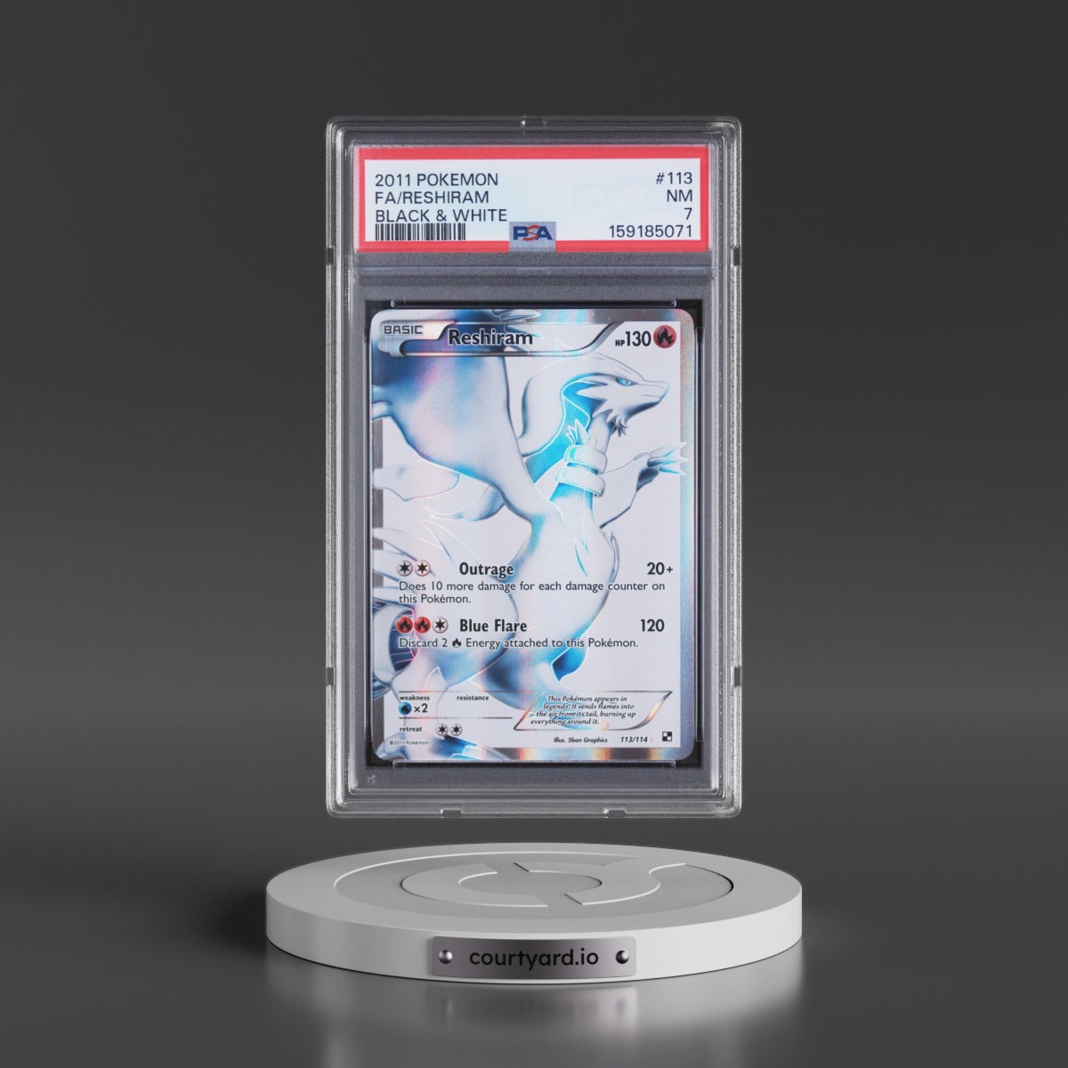 2011 Pokémon Black & White #113 Reshiram - Full Art (PSA 7 NM)