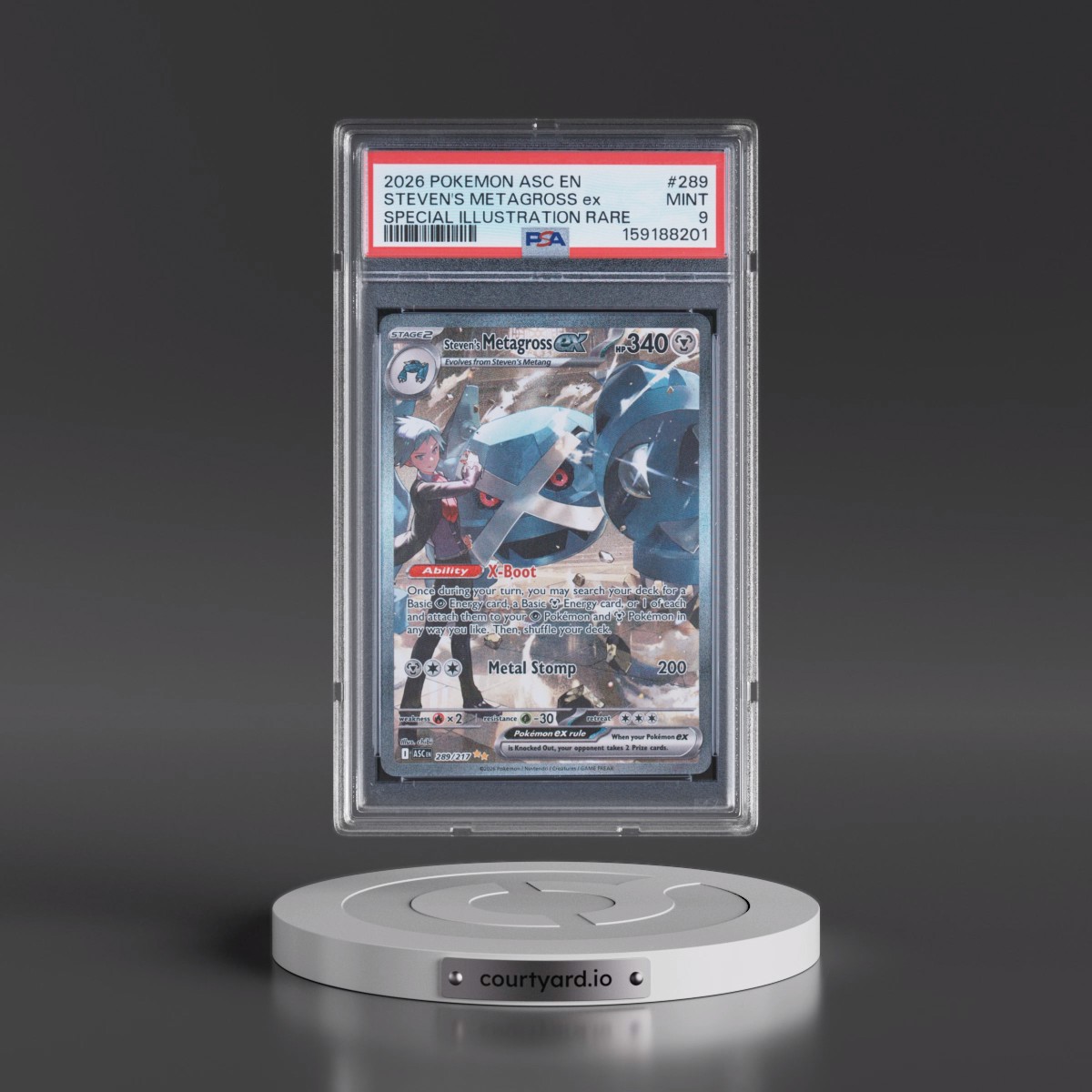 2026 Pokémon Asc EN-Ascended Heroes #289 Steven's Metagross EX - Holo Special Illustration Rare (PSA 9 MINT)