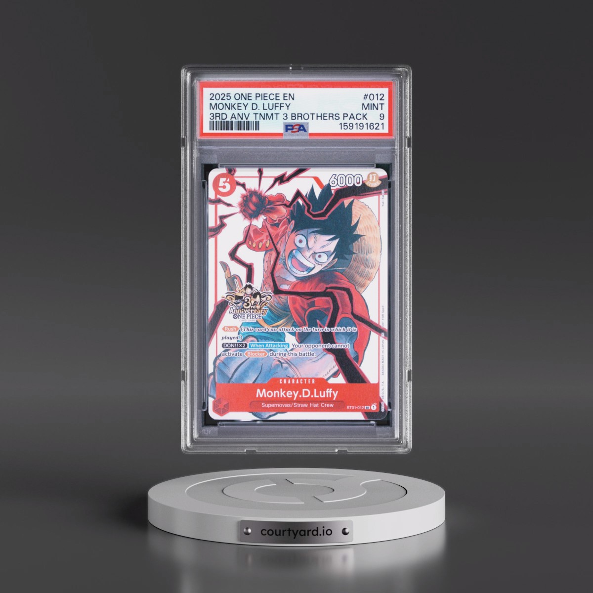2025 One Piece 3rd Anniversary Tournament 3 Brothers Pack #012 Monkey D. Luffy (PSA 9 MINT)