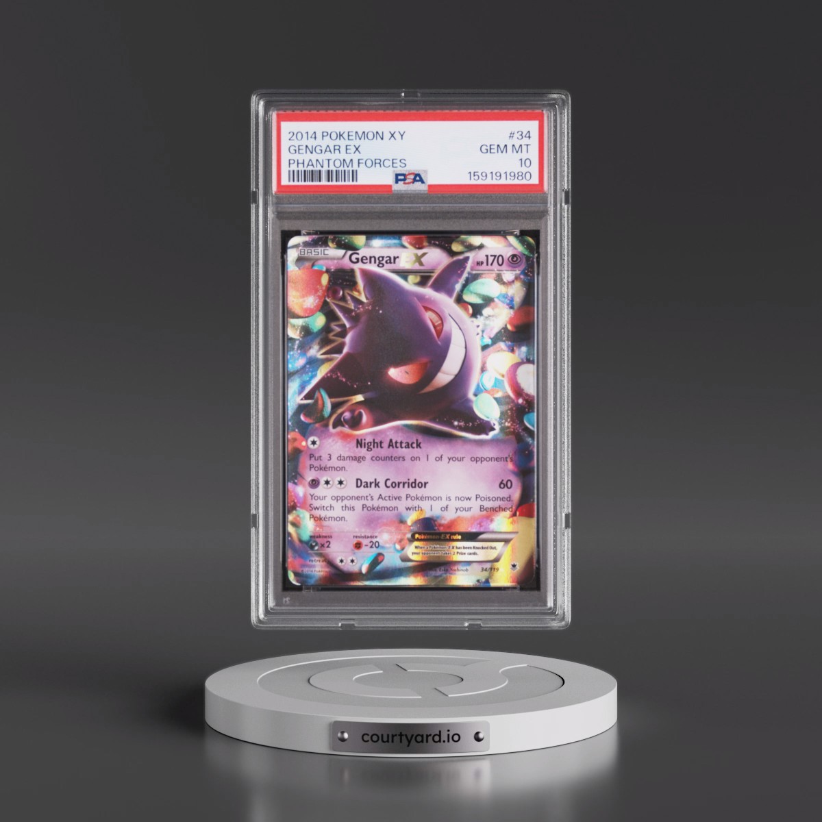 2014 Pokémon XY Phantom Forces #34 Gengar EX - Holo (PSA 10 GEM MINT)