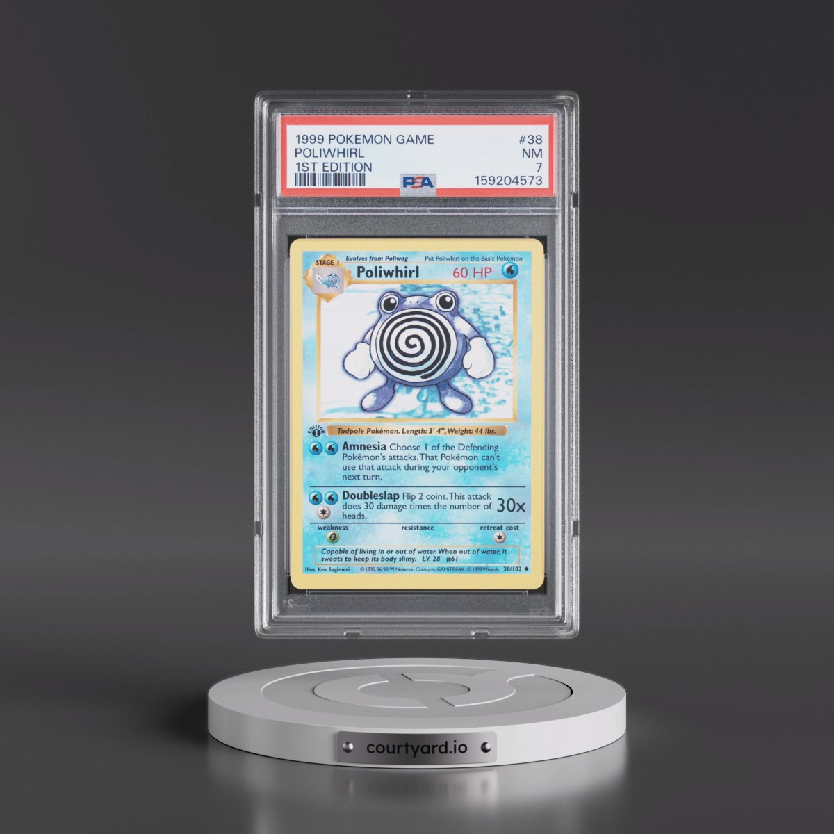 1999 Pokémon Game #38 Poliwhirl - 1st Edition (PSA 7 NM)