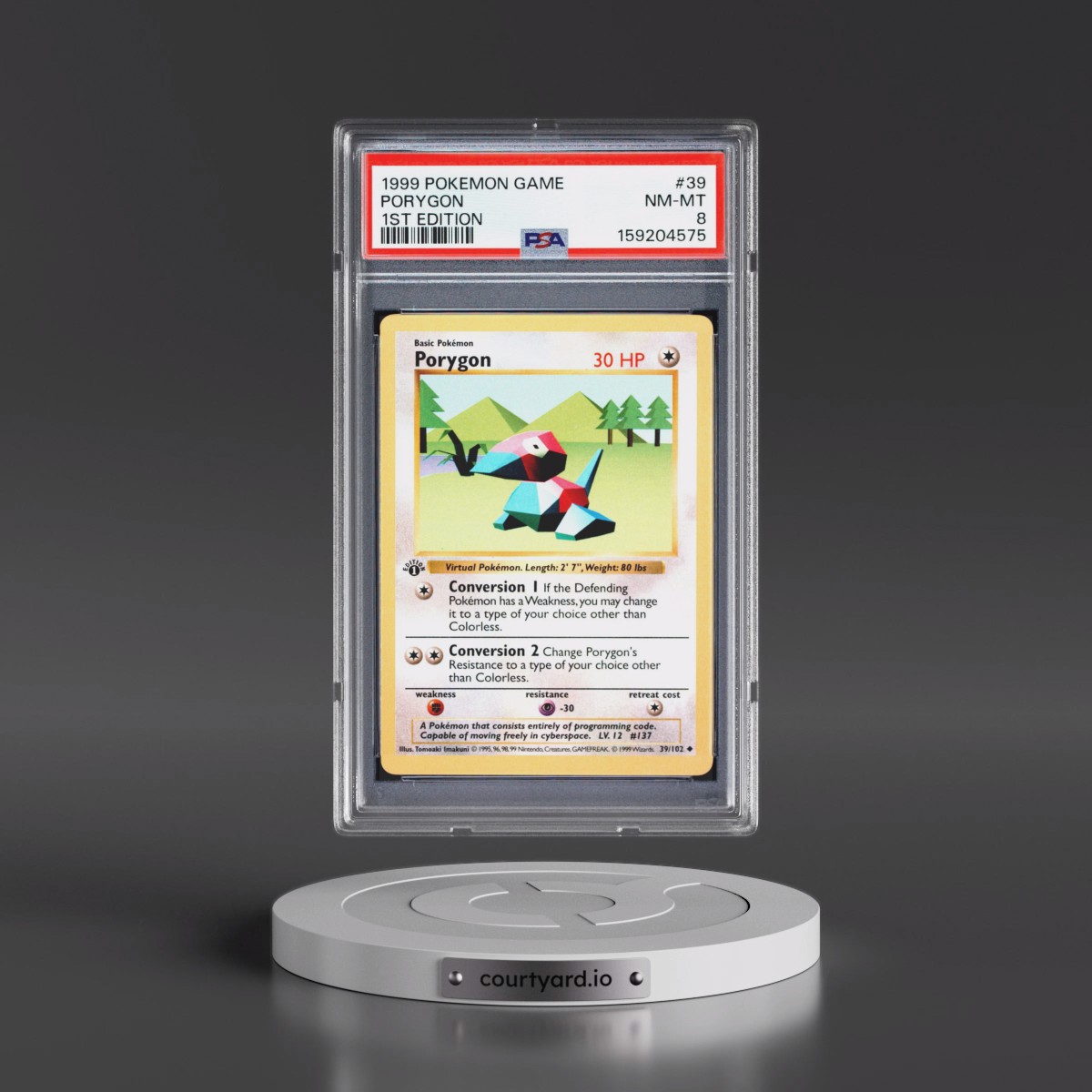 1999 Pokémon Game #39 Porygon - 1st Edition (PSA 8 NM-MT)