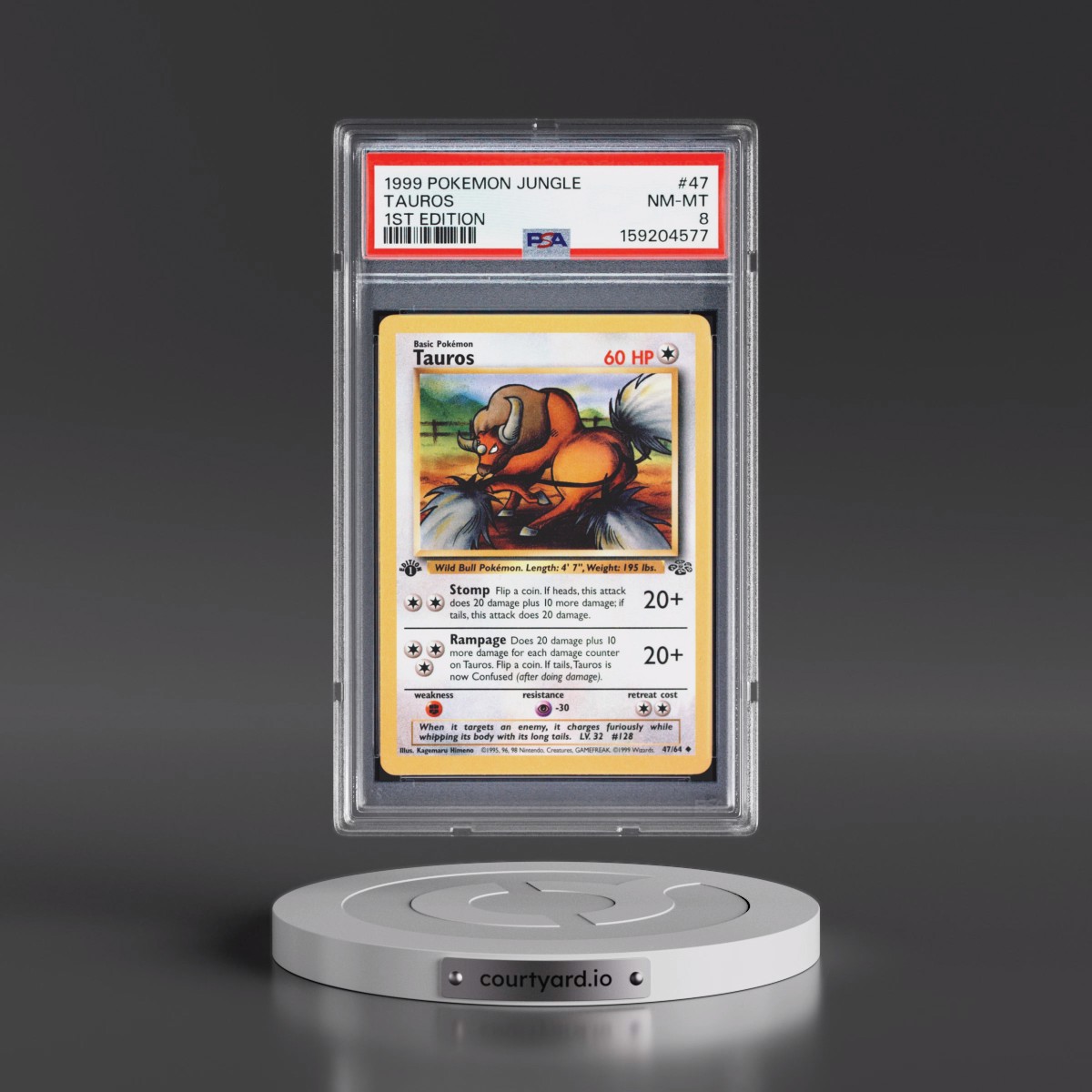 1999 Pokémon Jungle #47 Tauros - 1st Edition (PSA 8 NM-MT)