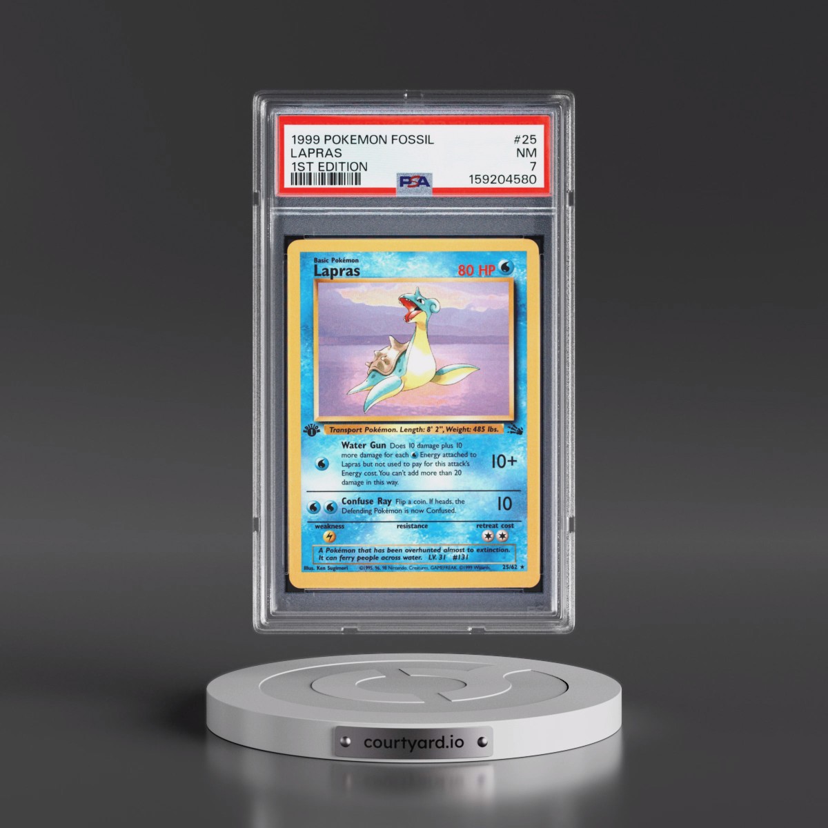 1999 Pokémon Fossil #25 Lapras - 1st Edition (PSA 7 NM)