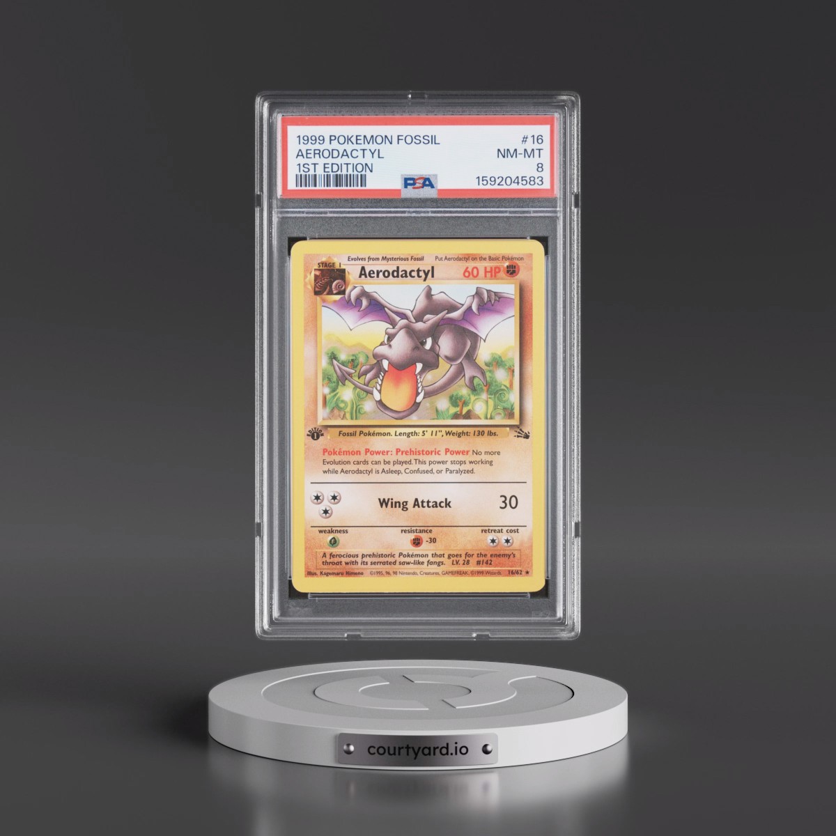 1999 Pokémon Fossil #16 Aerodactyl - 1st Edition (PSA 8 NM-MT)