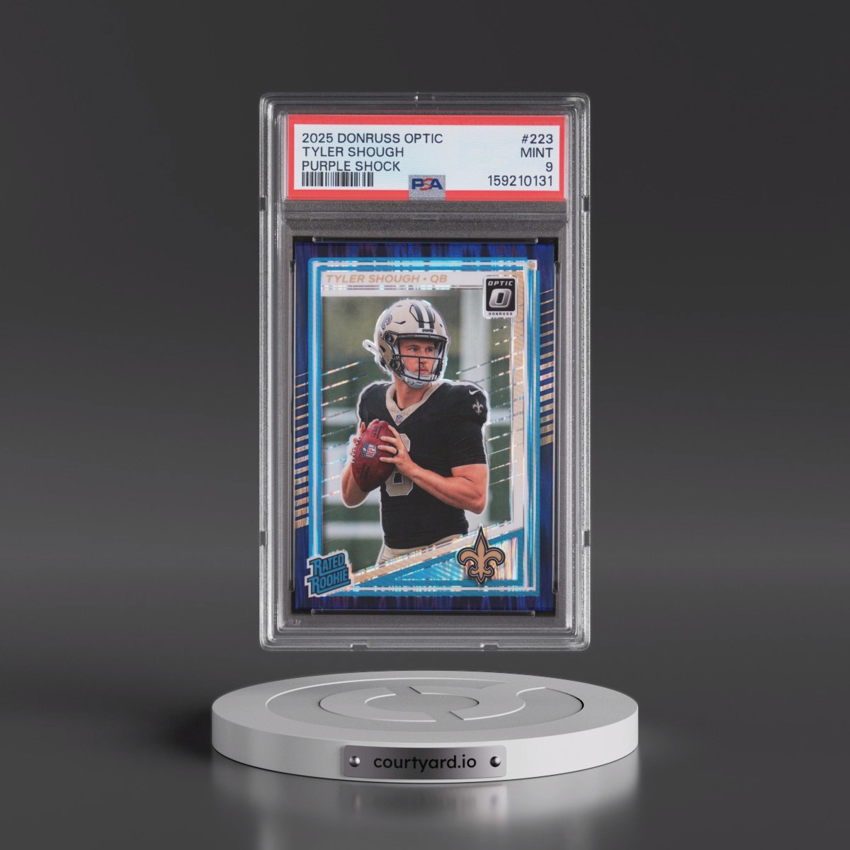 2025 Panini Donruss Optic #223 Tyler Shough - Purple Shock (PSA 9 MINT)
