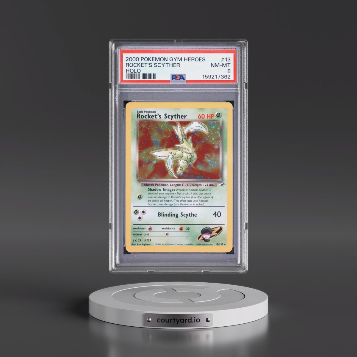 2000 Pokémon Gym Heroes #13 Rocket's Scyther - Holo (PSA 8 NM-MT)