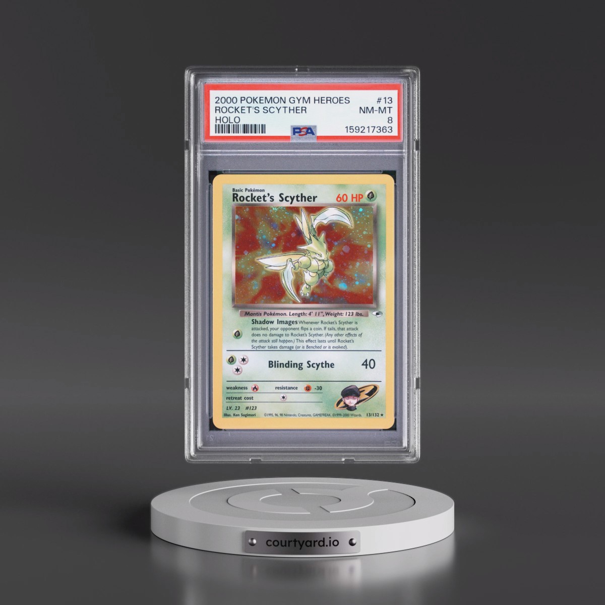 2000 Pokémon Gym Heroes #13 Rocket's Scyther - Holo (PSA 8 NM-MT)