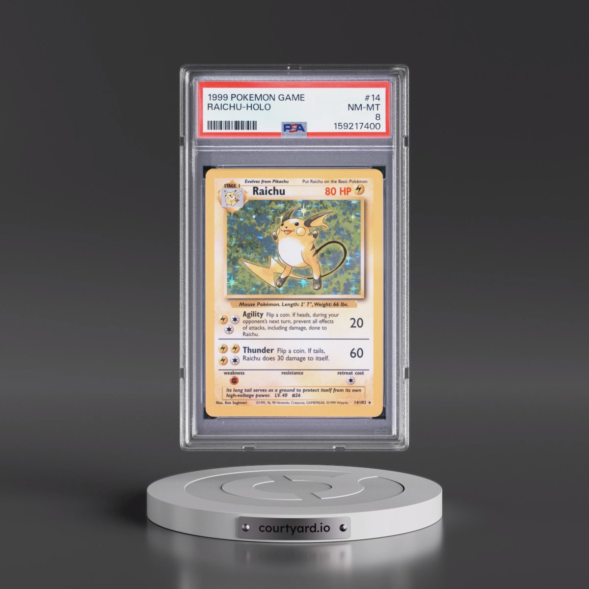 1999 Pokémon Game #14 Raichu - Holo (PSA 8 NM-MT)