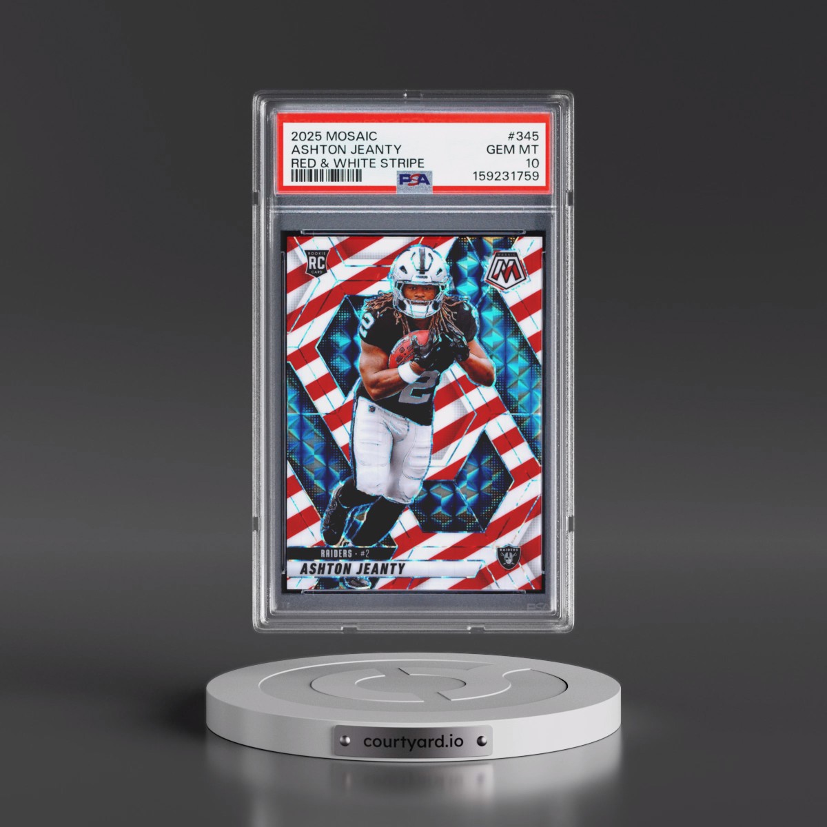 2025 Panini Mosaic Ashton Jeanty - Red & White Stripe #345 PSA 10